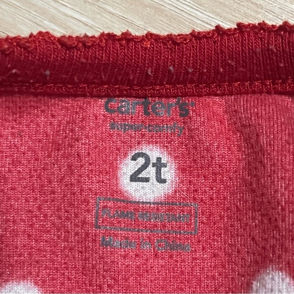 Carter’s red fleece footie pajamas size 2t - Picture 6 of 6